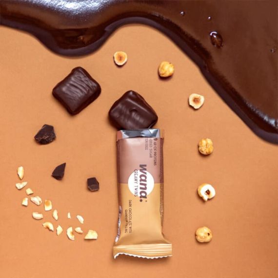 WaNa-CREAMY TWINS (Conf. 12 barrette)   Cioccolato fondente con ripieno di Cacao e Nocciola  